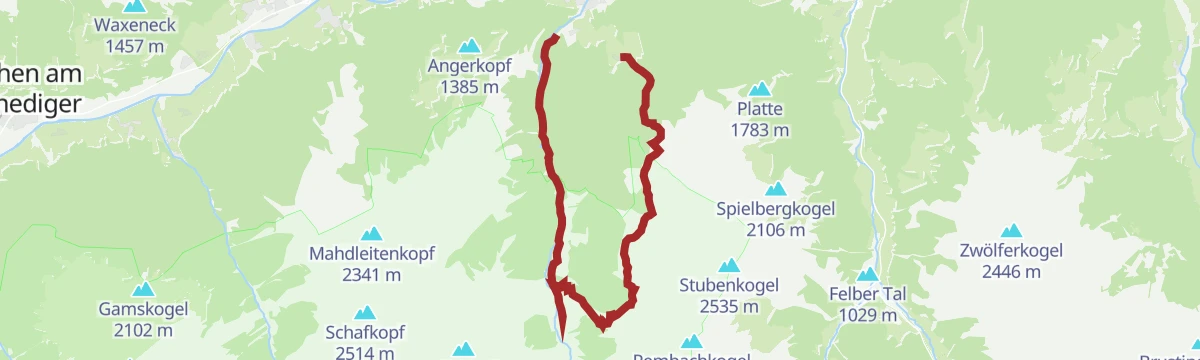 Route map: Hollersbach: Lachalm Höhenweg Wegnr. 20